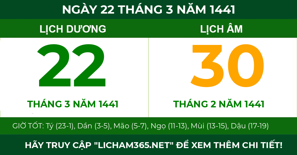 lịch âm ngày 22 tháng 3 năm 1441