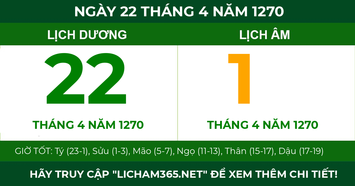 lịch âm ngày 22 tháng 4 năm 1270