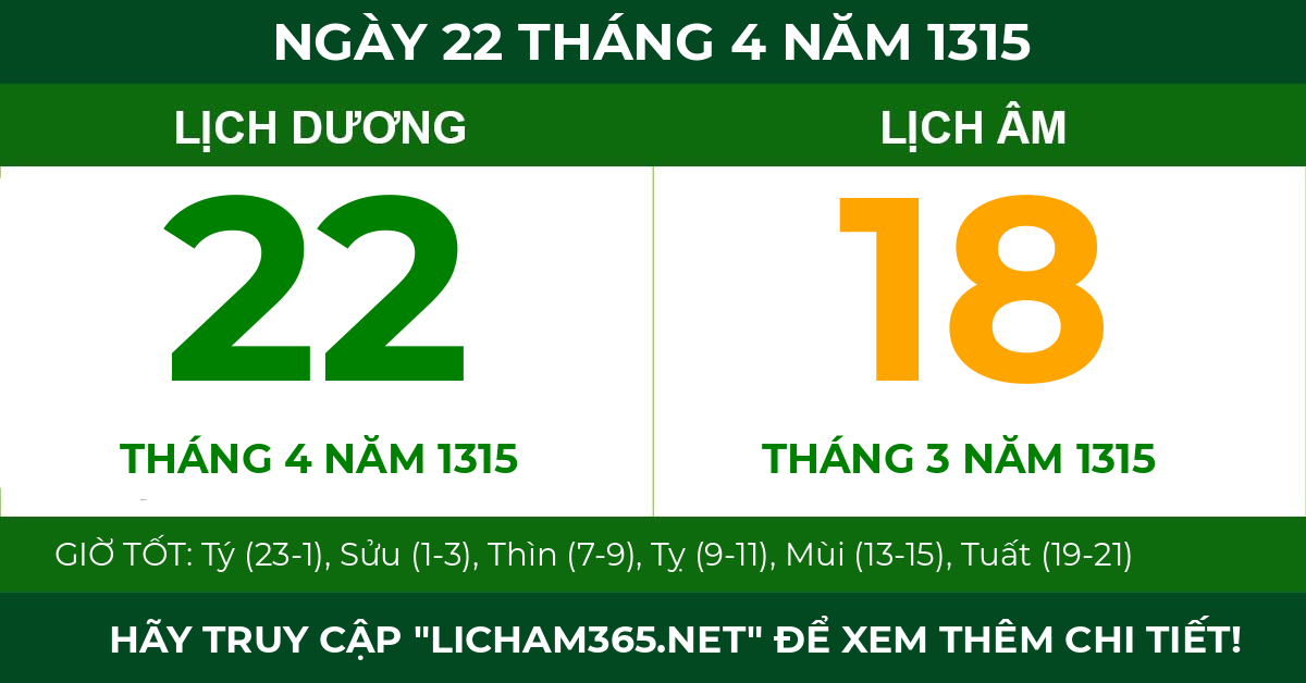 lịch âm ngày 22 tháng 4 năm 1315