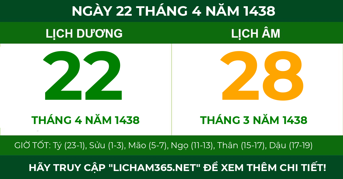 lịch âm ngày 22 tháng 4 năm 1438