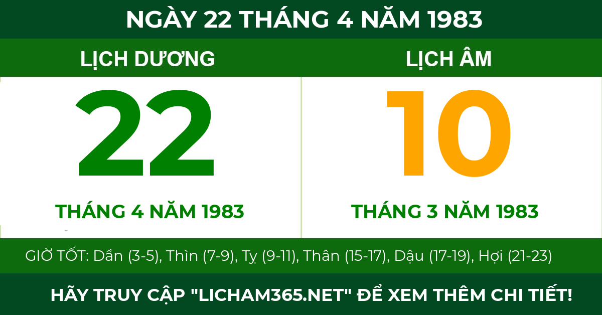lịch âm ngày 22 tháng 4 năm 1983