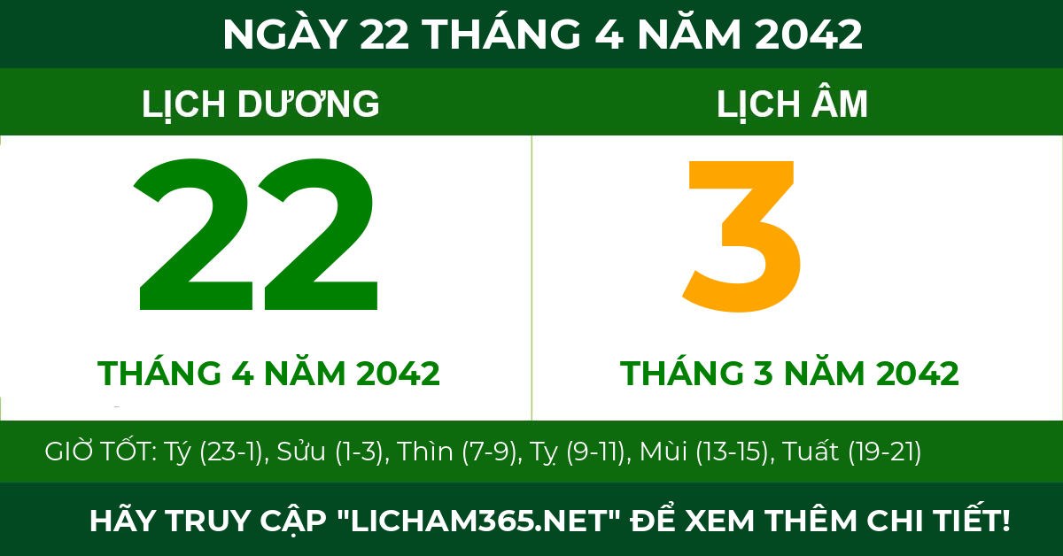 lịch âm ngày 22 tháng 4 năm 2042