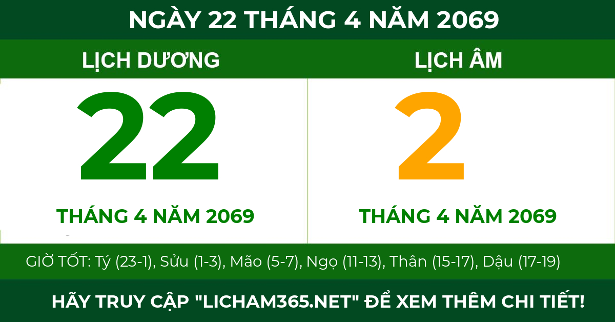 lịch âm ngày 22 tháng 4 năm 2069