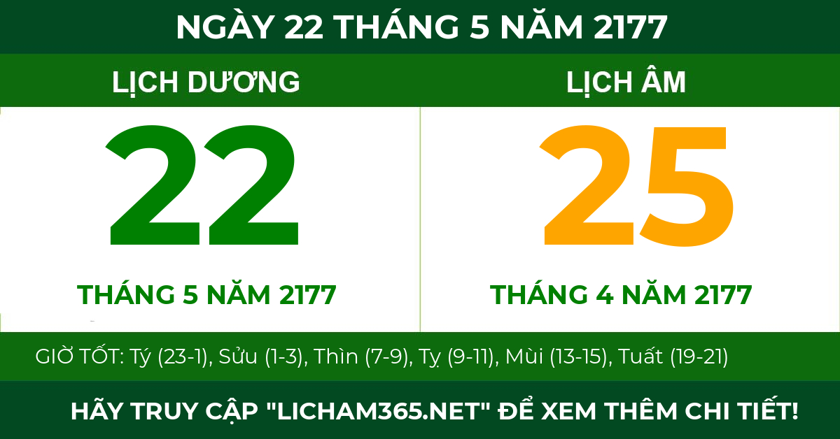 lịch âm ngày 22 tháng 5 năm 2177