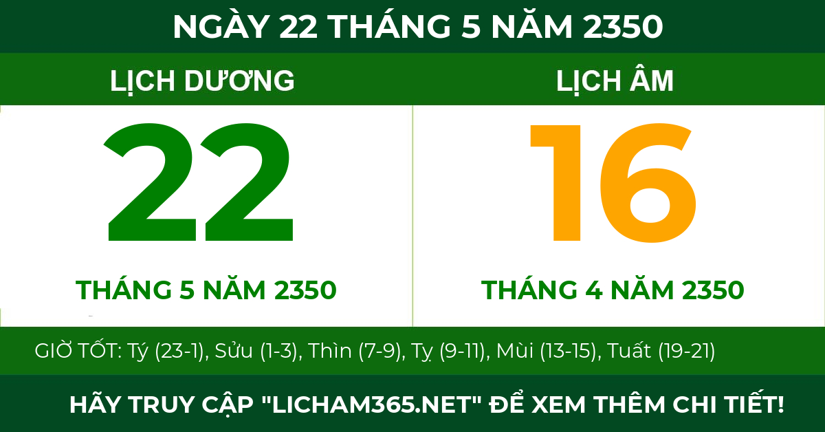 lịch âm ngày 22 tháng 5 năm 2350