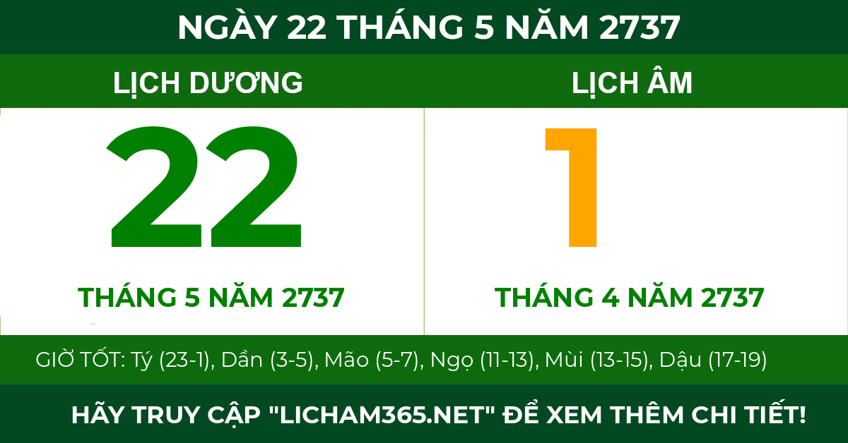 lịch âm ngày 22 tháng 5 năm 2737
