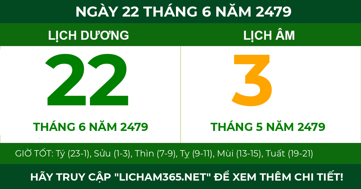 lịch âm ngày 22 tháng 6 năm 2479