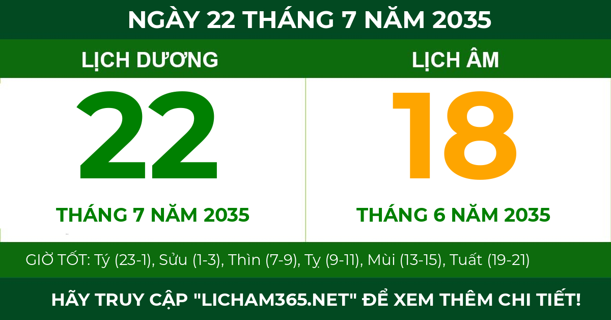 lịch âm ngày 22 tháng 7 năm 2035