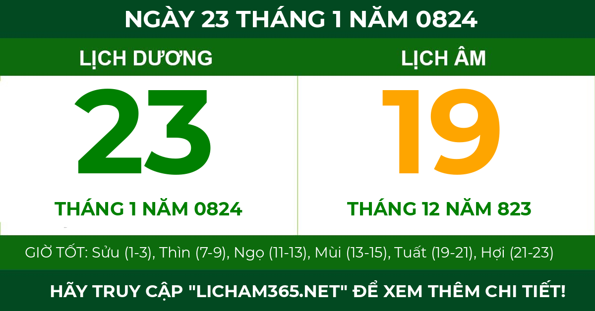 lịch âm ngày 23 tháng 1 năm 0824