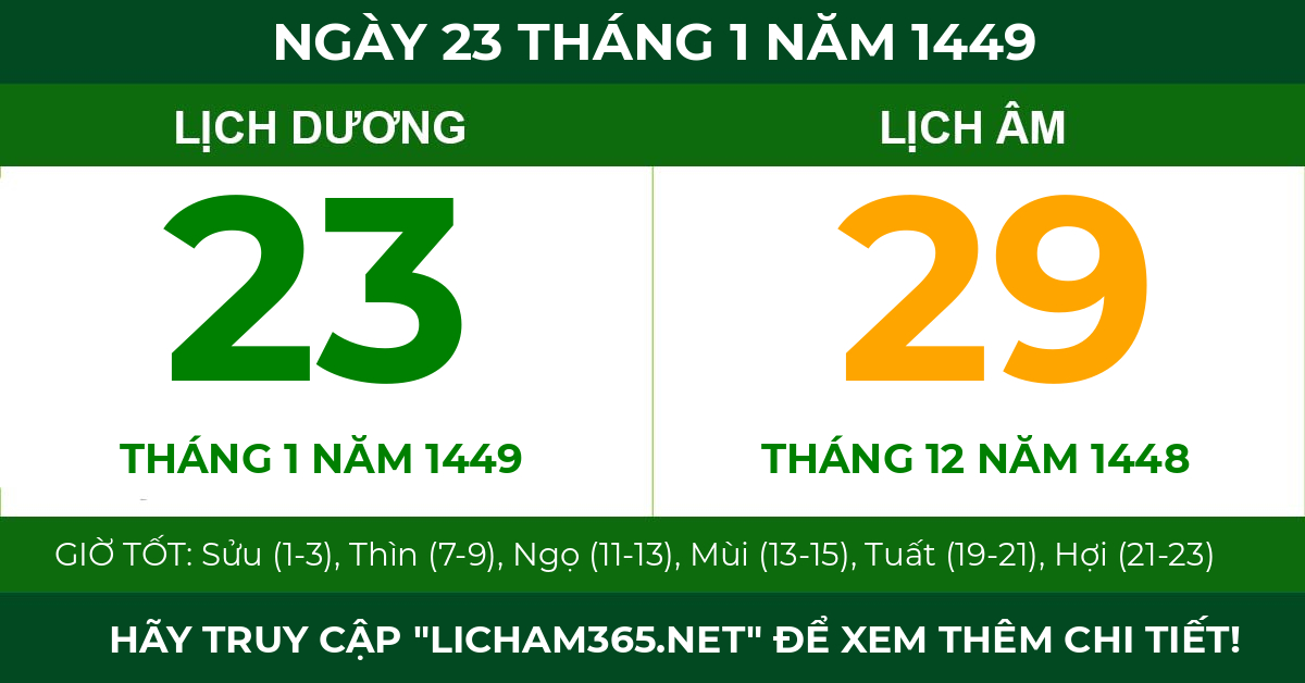 lịch âm ngày 23 tháng 1 năm 1449