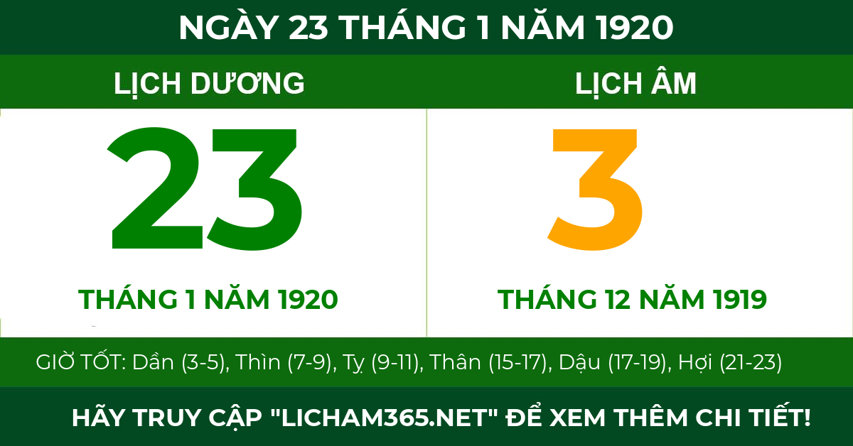 lịch âm ngày 23 tháng 1 năm 1920