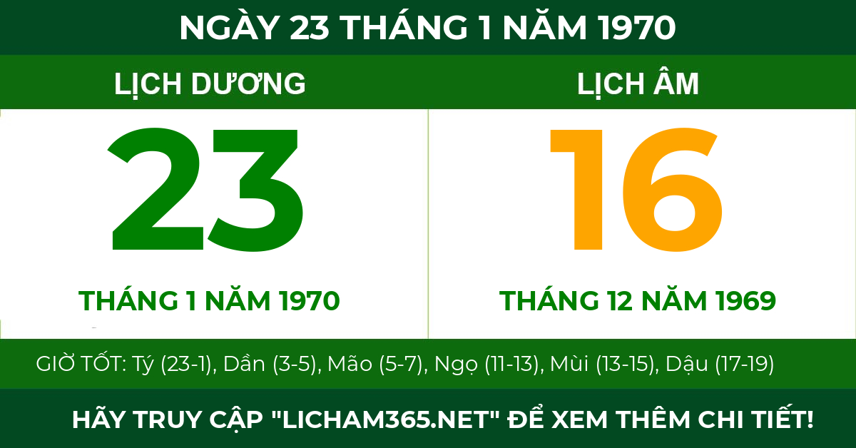 lịch âm ngày 23 tháng 1 năm 1970