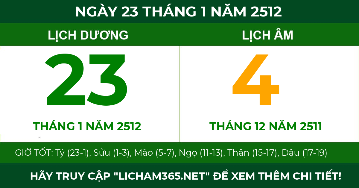 lịch âm ngày 23 tháng 1 năm 2512