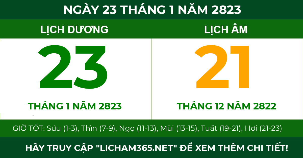 lịch âm ngày 23 tháng 1 năm 2823