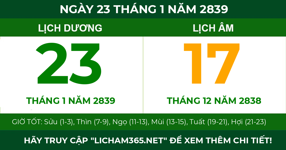 lịch âm ngày 23 tháng 1 năm 2839