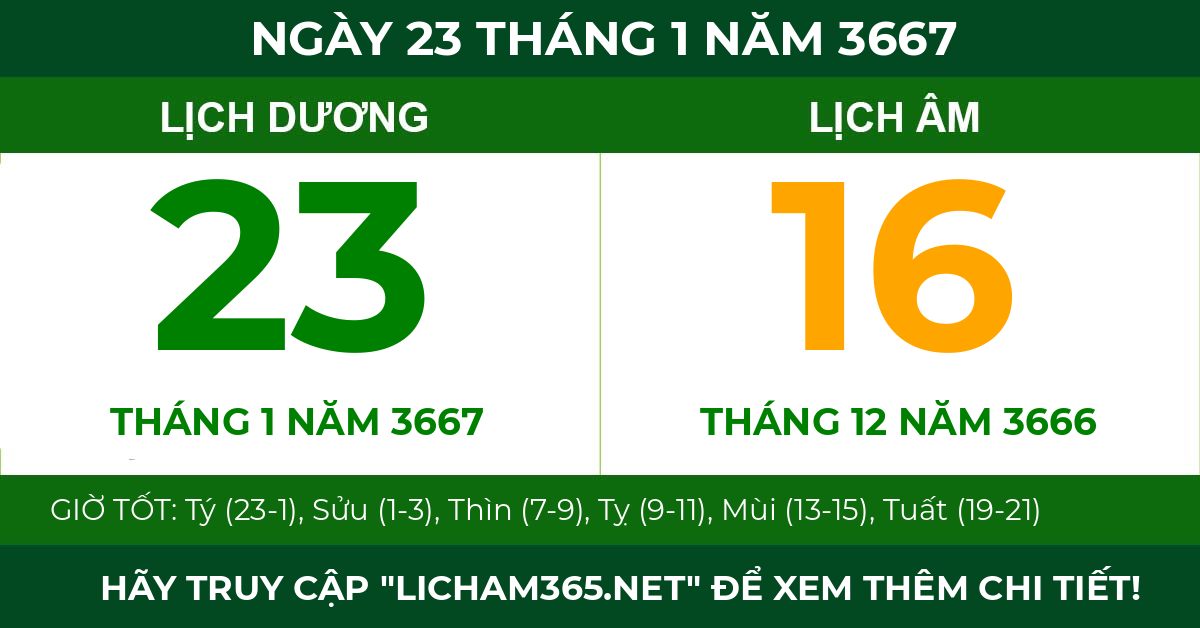 lịch âm ngày 23 tháng 1 năm 3667