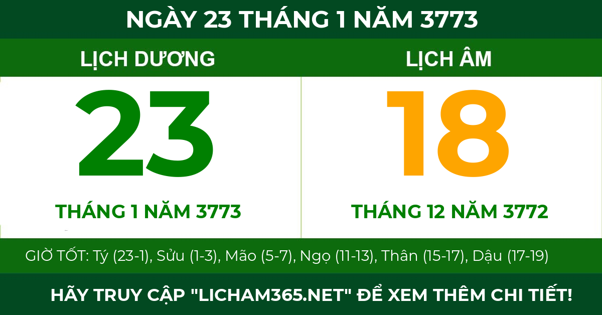 lịch âm ngày 23 tháng 1 năm 3773