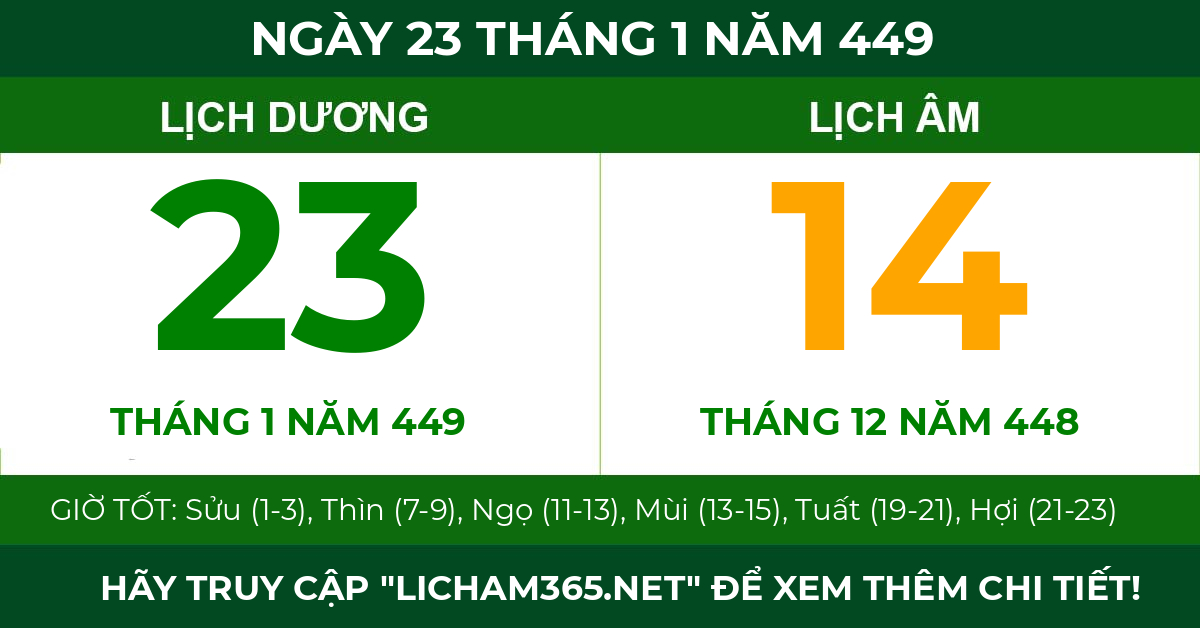 lịch âm ngày 23 tháng 1 năm 449