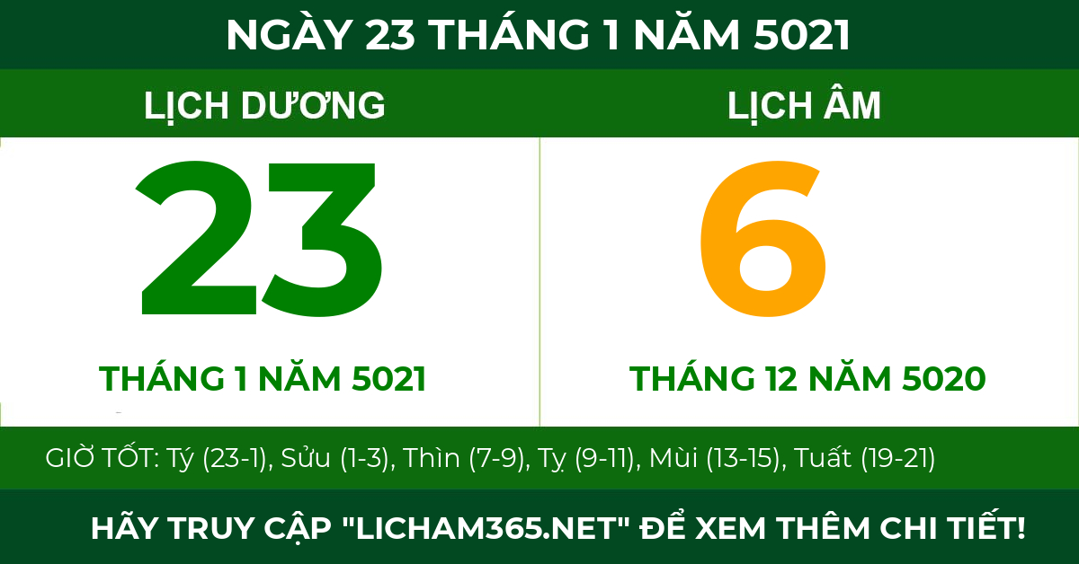 lịch âm ngày 23 tháng 1 năm 5021