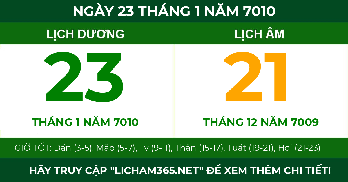 lịch âm ngày 23 tháng 1 năm 7010