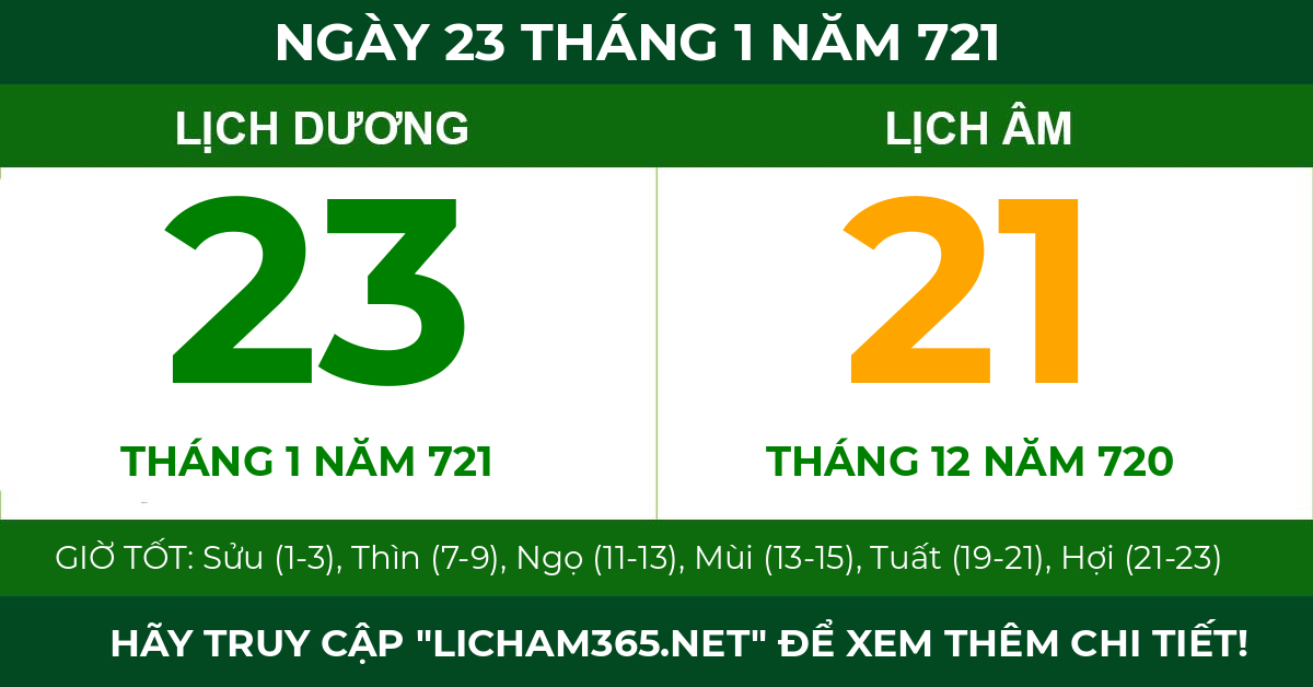 lịch âm ngày 23 tháng 1 năm 721