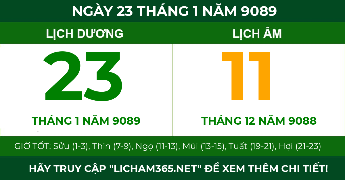 lịch âm ngày 23 tháng 1 năm 9089