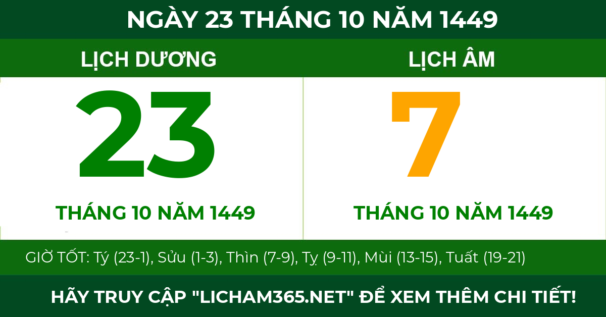 lịch âm ngày 23 tháng 10 năm 1449
