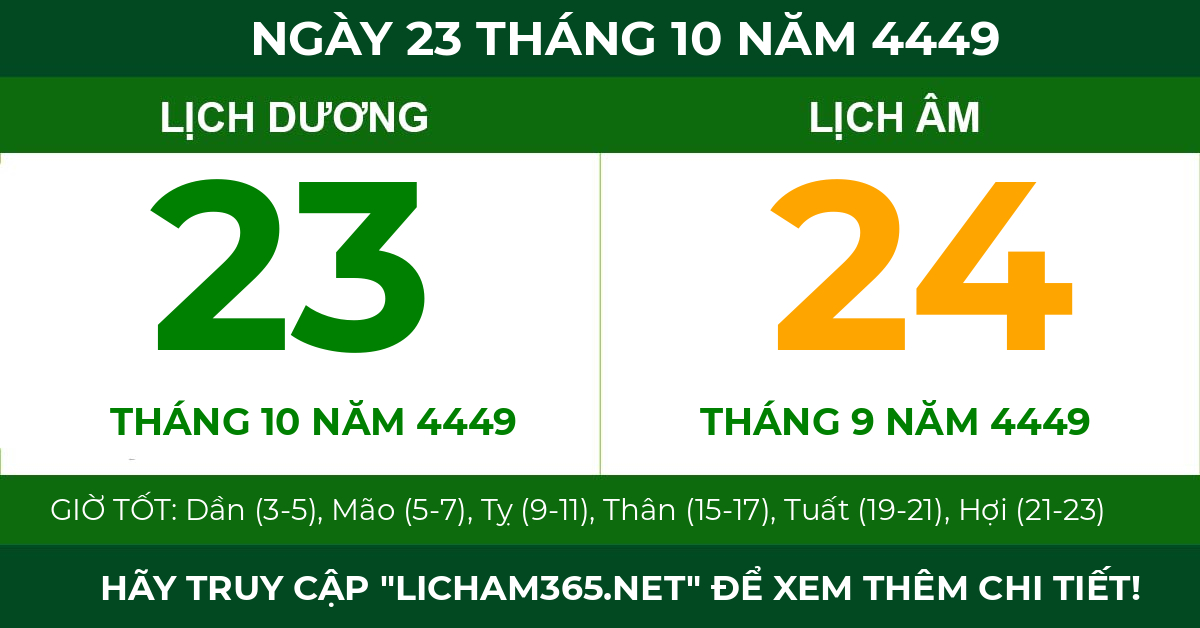 lịch âm ngày 23 tháng 10 năm 4449