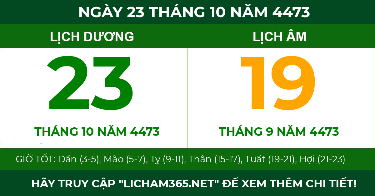 lịch âm ngày 23 tháng 10 năm 4473