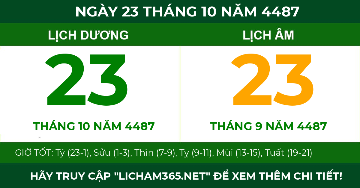 lịch âm ngày 23 tháng 10 năm 4487