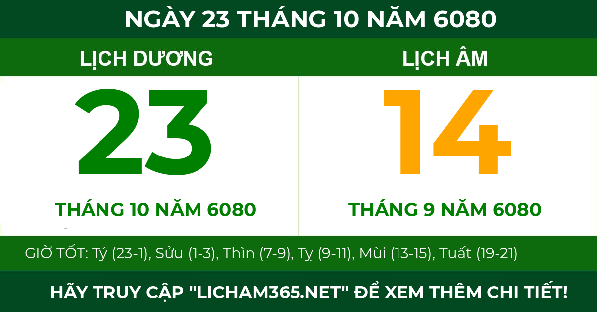 lịch âm ngày 23 tháng 10 năm 6080