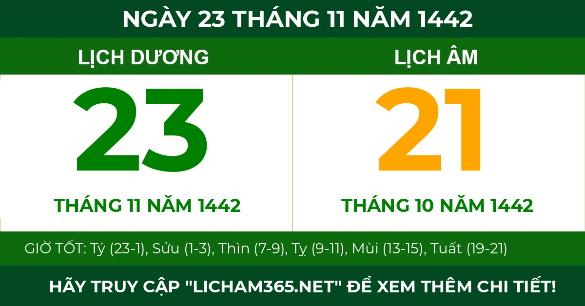 lịch âm ngày 23 tháng 11 năm 1442