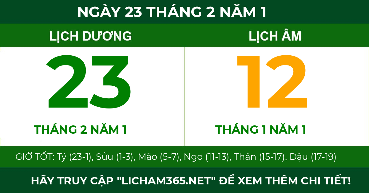 lịch âm ngày 23 tháng 2 năm 1