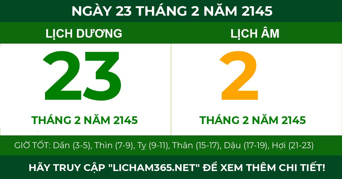 lịch âm ngày 23 tháng 2 năm 2145
