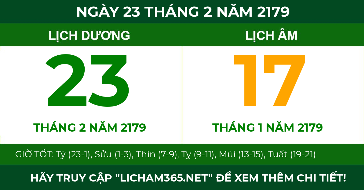 lịch âm ngày 23 tháng 2 năm 2179