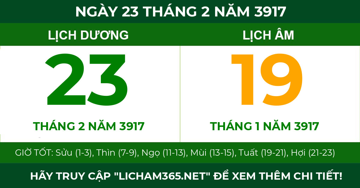 lịch âm ngày 23 tháng 2 năm 3917