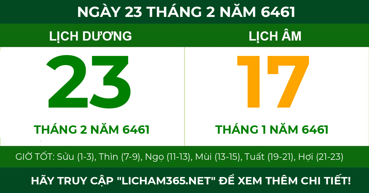 lịch âm ngày 23 tháng 2 năm 6461