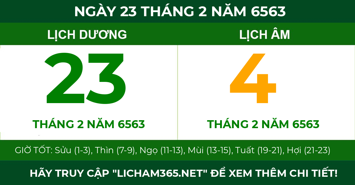 lịch âm ngày 23 tháng 2 năm 6563