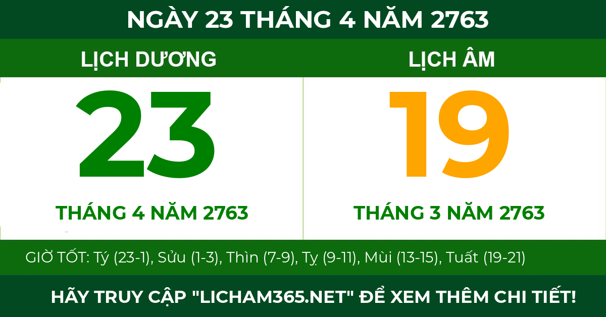 lịch âm ngày 23 tháng 4 năm 2763