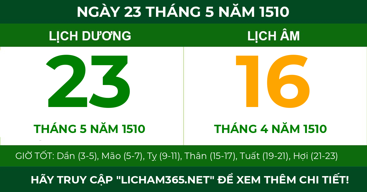 lịch âm ngày 23 tháng 5 năm 1510