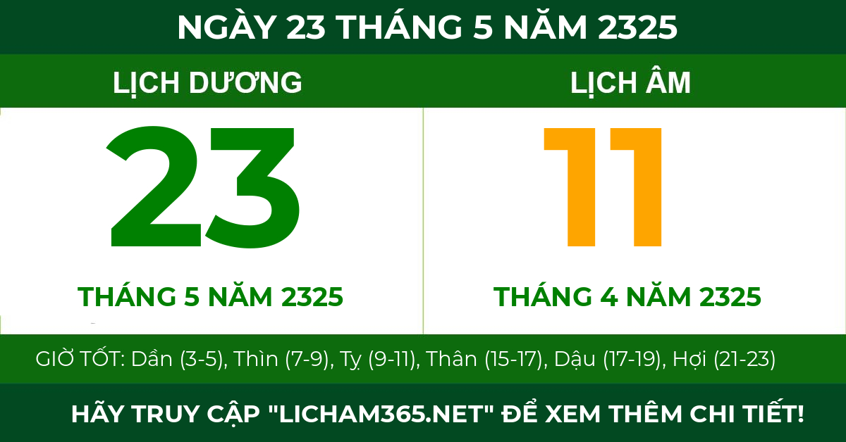 lịch âm ngày 23 tháng 5 năm 2325