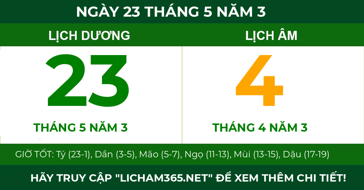 lịch âm ngày 23 tháng 5 năm 3