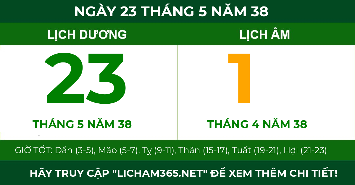 lịch âm ngày 23 tháng 5 năm 38