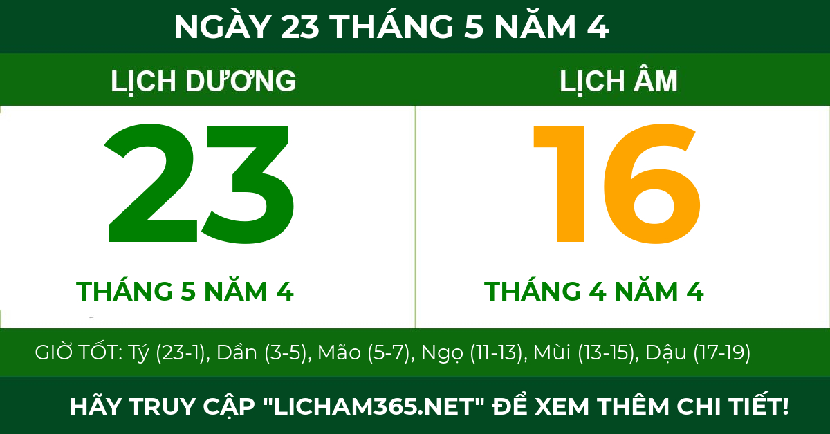 lịch âm ngày 23 tháng 5 năm 4