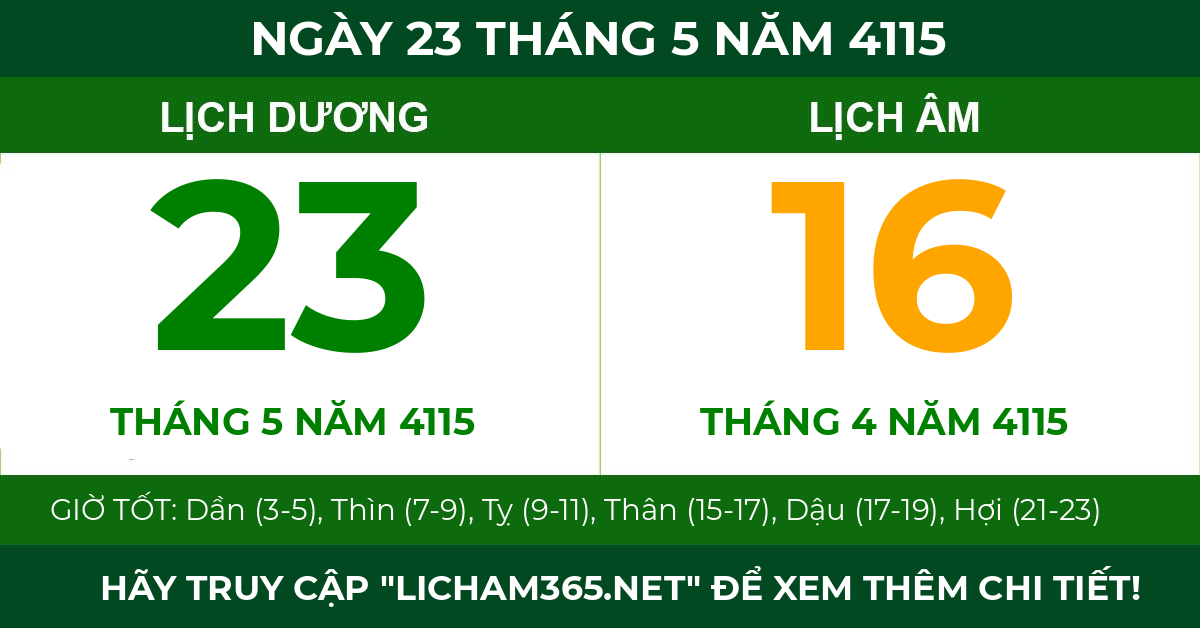 lịch âm ngày 23 tháng 5 năm 4115