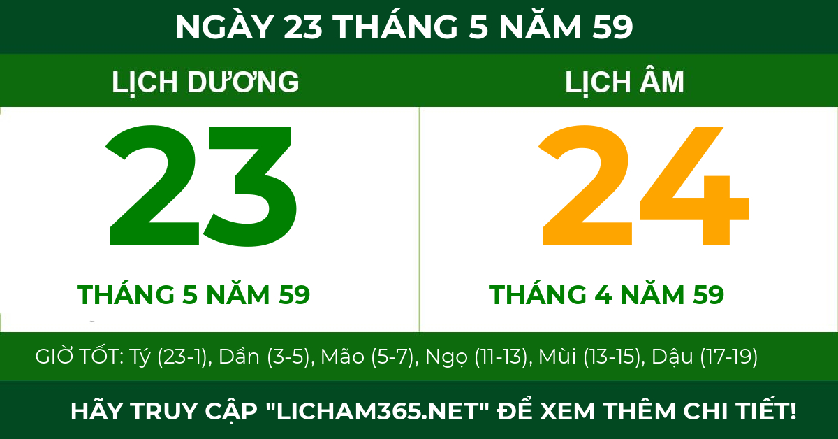 lịch âm ngày 23 tháng 5 năm 59