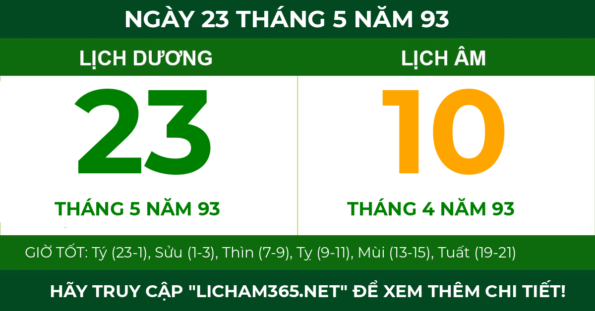 lịch âm ngày 23 tháng 5 năm 93