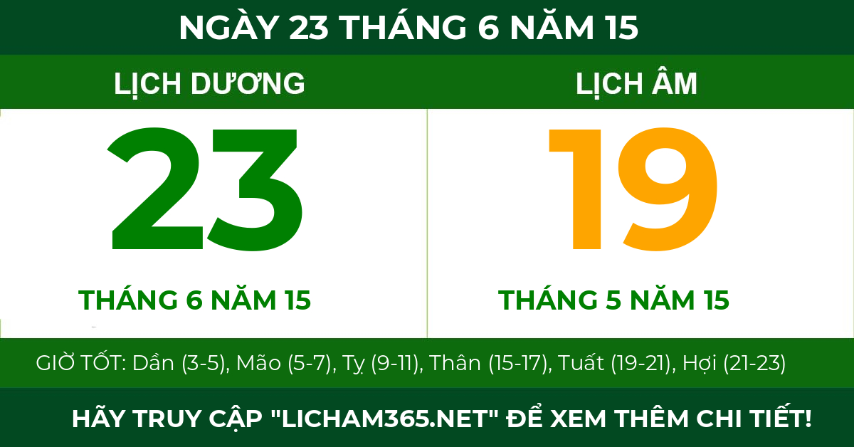 lịch âm ngày 23 tháng 6 năm 15