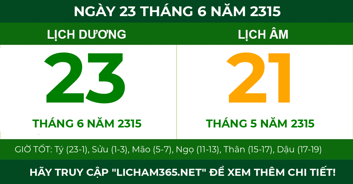 lịch âm ngày 23 tháng 6 năm 2315