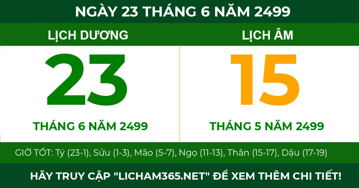 lịch âm ngày 23 tháng 6 năm 2499